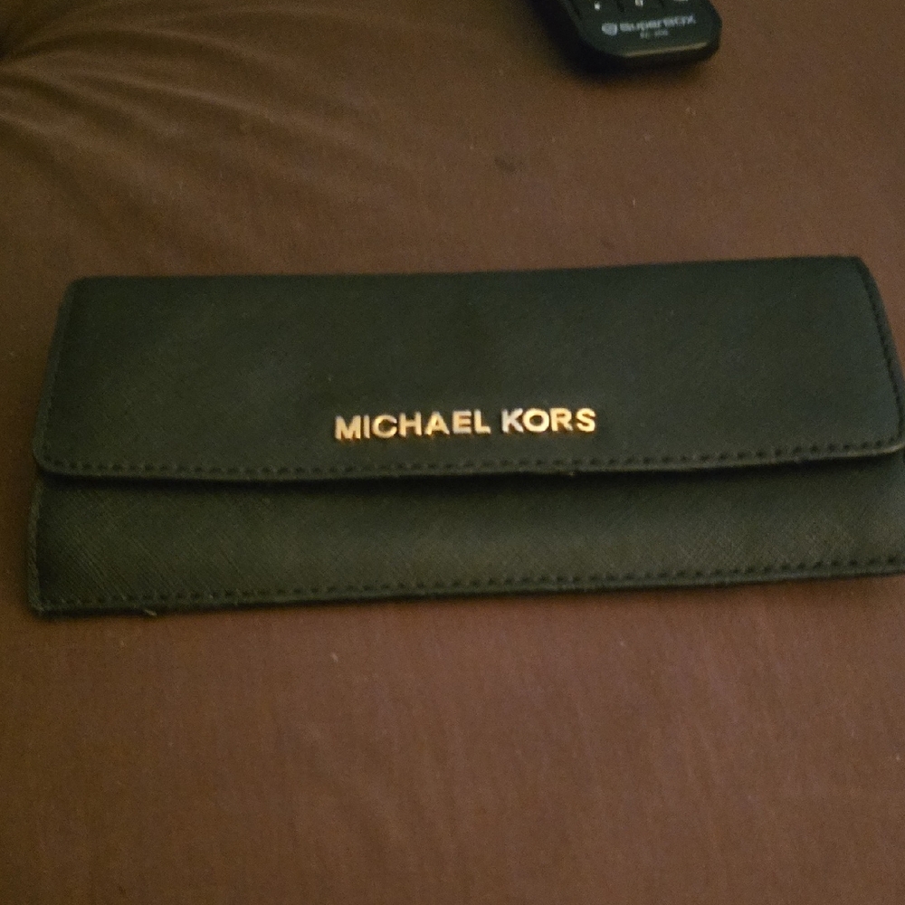 Michael Kors Black Clutch with Gold Logo